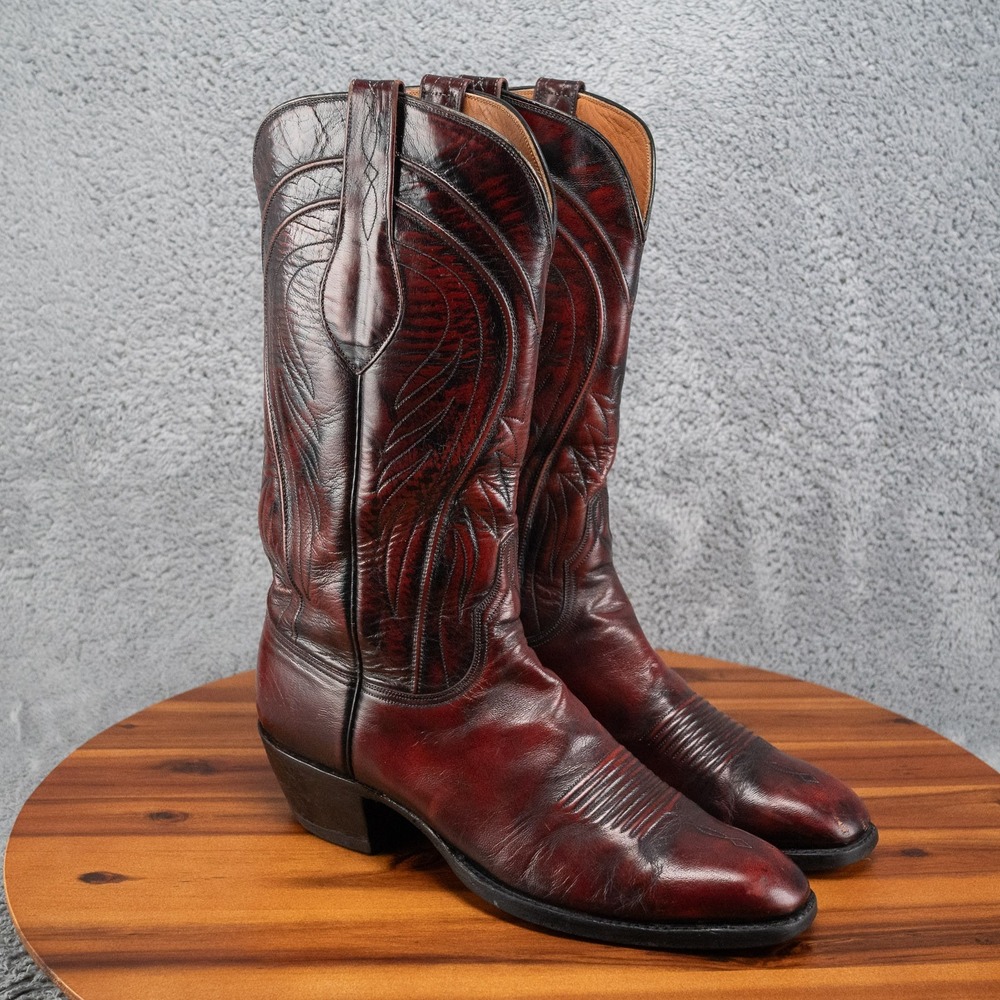 Vintage Lucchese San Antonio Goat Leather Western Cowboy Boots Mens Size 9.5 C